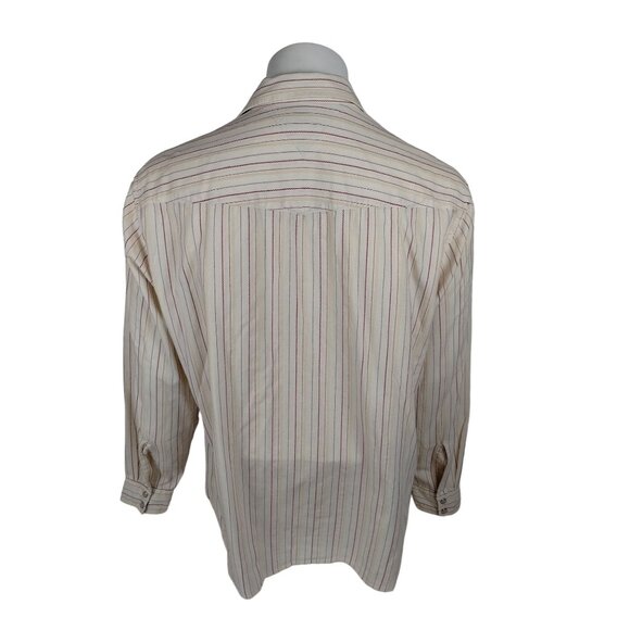 Tommy Jeans Mens XL Off White Beige Long Sleeve Button Down Pearl Snaps Western - Picture 8 of 14